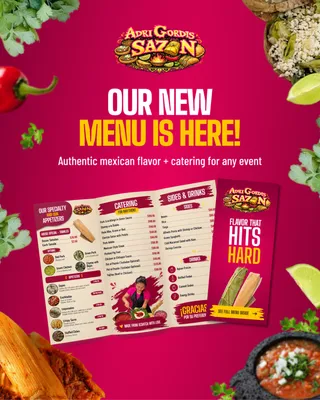 AdriGordis Sazon new menu announcement social post