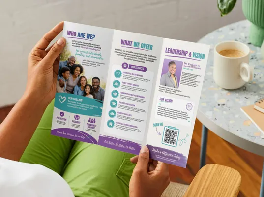 Heuristic Health tri-fold brochure mockup
