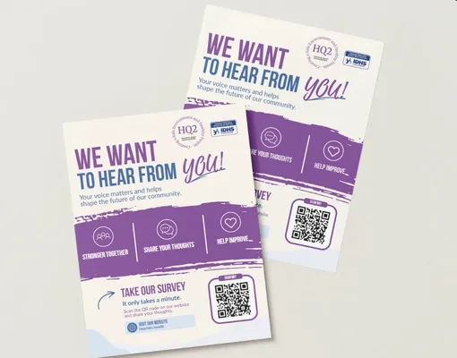 Heuristic Health community survey flyer mockup