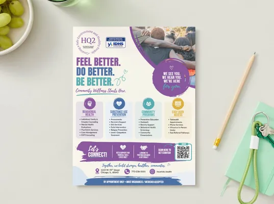 Heuristic Health community wellness program flyer mockup